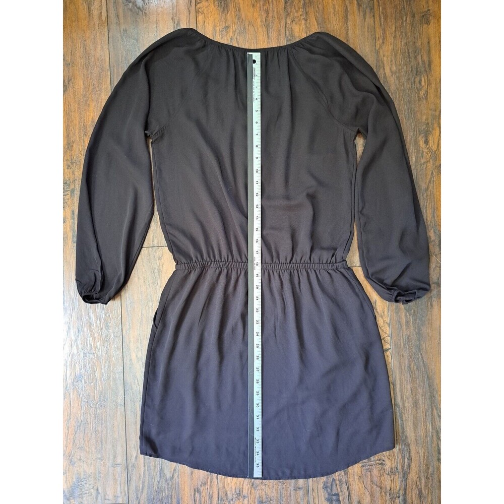 Express Dress Small Black Sheer Top Lined Pockets Elastic Waist Lace Up V-Neck - Picture 9 of 10